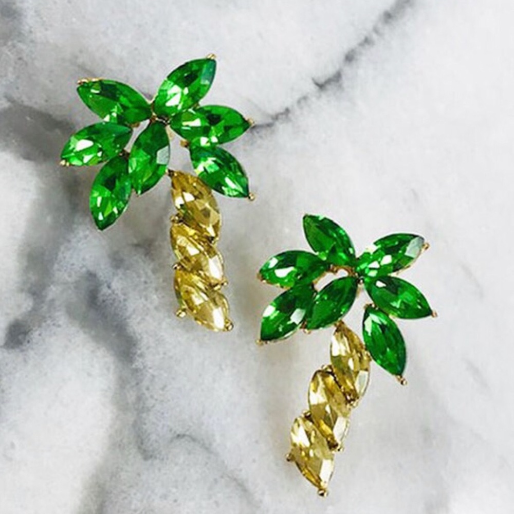 Crystal Palm Tree Post Earrings,NWT🌴